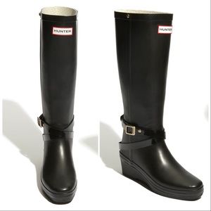 Andora Hunter Black Wedge Rain Boots Size 9